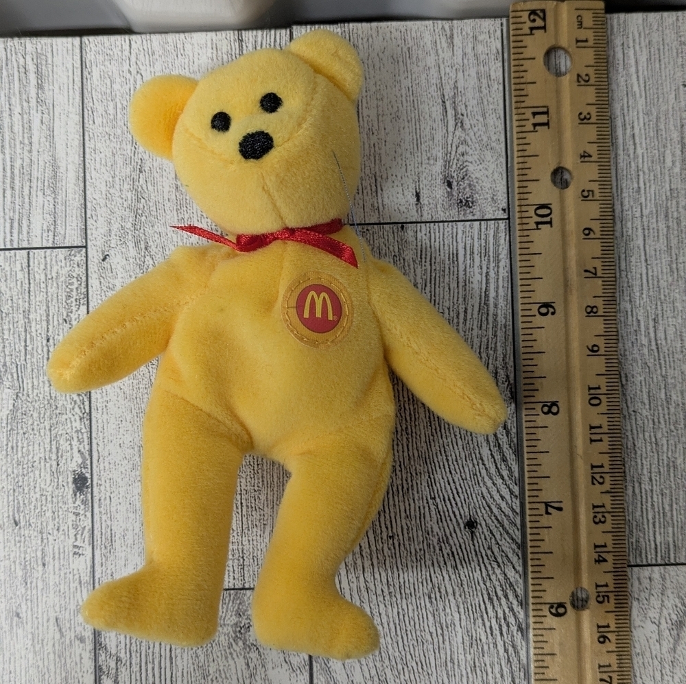 Ty Yellow Plush Bear with Red Bow